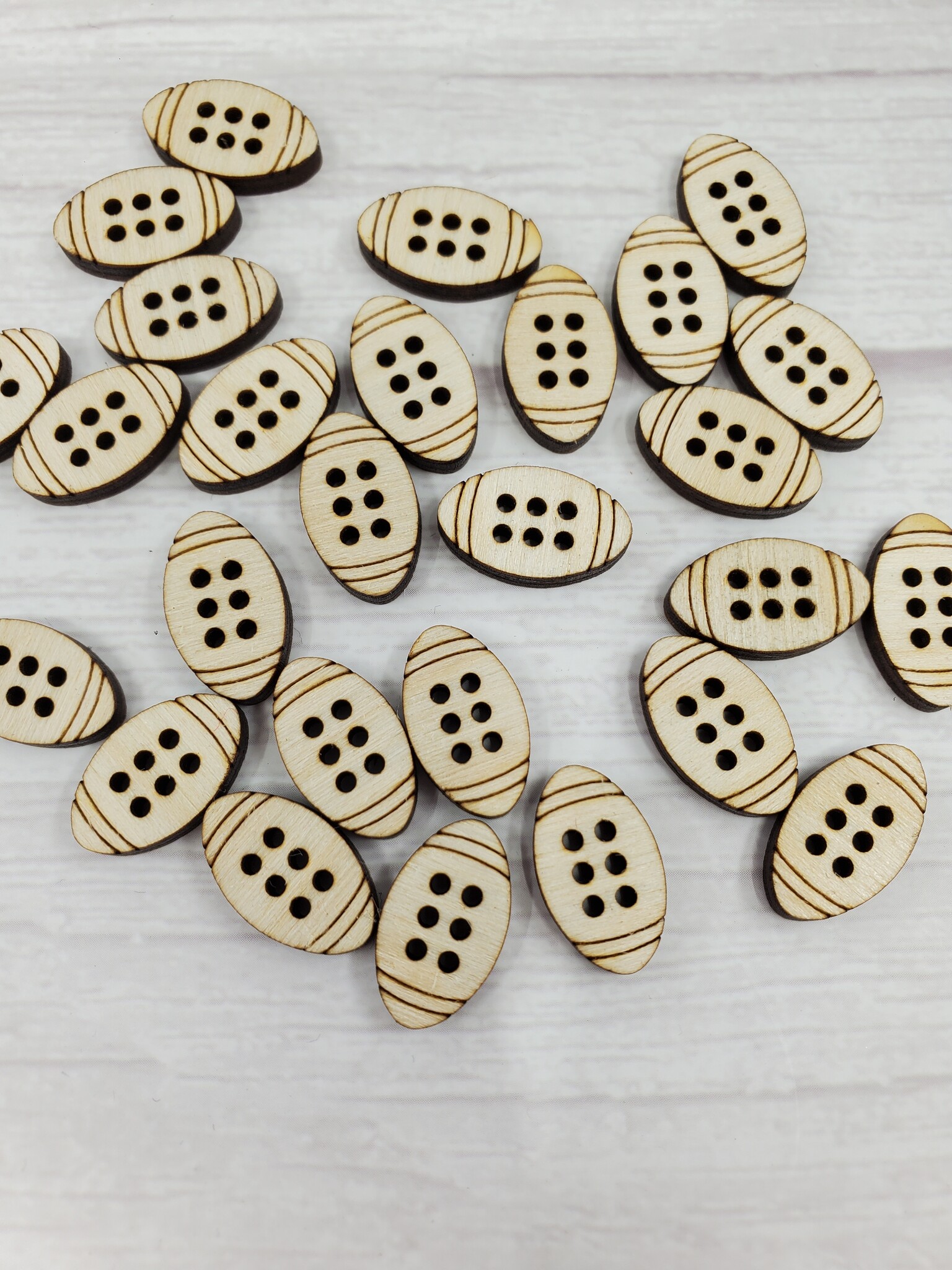 Wooden Football Buttons 0.75 inch - Stranded by the Sea